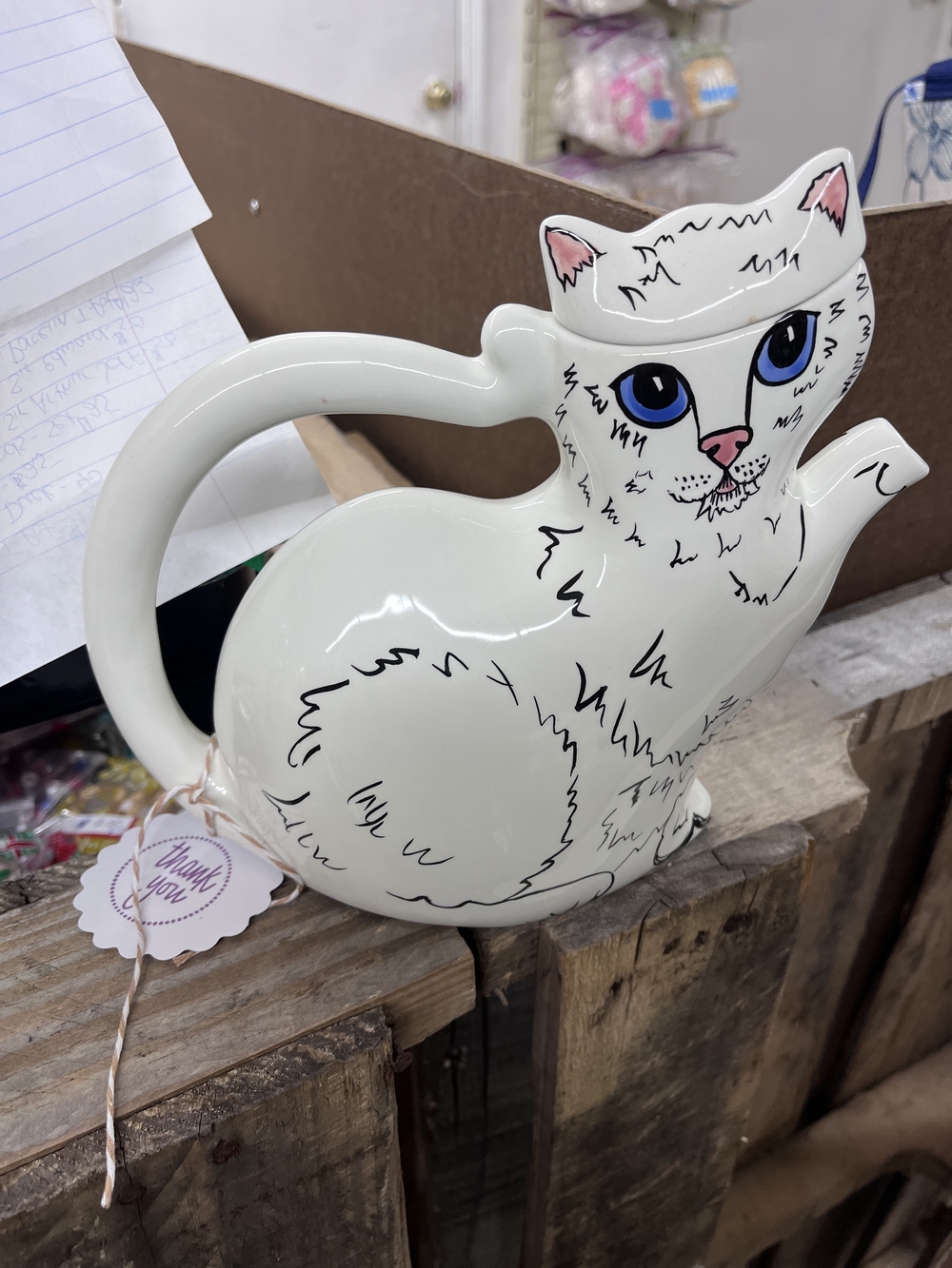 White Cat-Shaped Ceramic Teapot